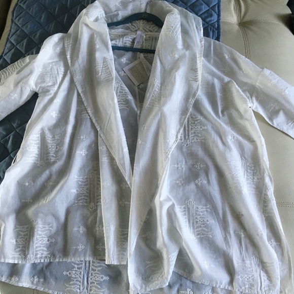 NWT Marla Wynne White Embroidered Cotton Lightweight Jacket - Picture 1 of 6